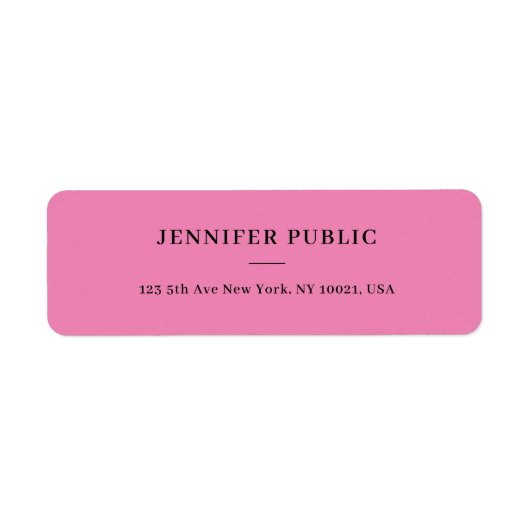 Modern Eenvoudig Elegant Sjabloon Roze Retouradres Etiket (Voorkant)
