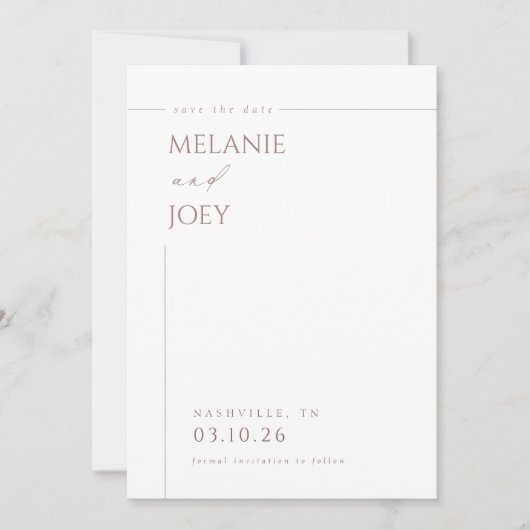 Modern Eenvoudig Elegant Typografisch Sla de Datum Kaart (Voorkant)