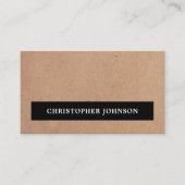 Modern Eenvoudig Elegant Zwart Streep Kraft Papier Visitekaartje (Voorkant)