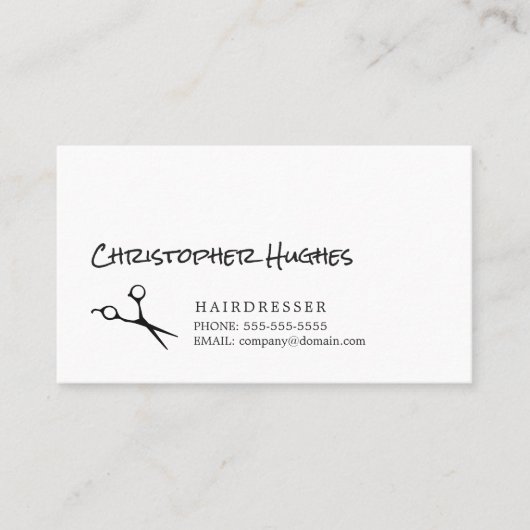 Modern Eenvoudig Elegant Zwart Wit Haar Stylist Visitekaartje (Voorkant)