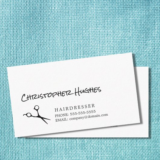 Modern Eenvoudig Elegant Zwart Wit Haar Stylist Visitekaartje