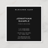 Modern Eenvoudig Elegant Zwart Wit Sjabloon Mat Vierkante Visitekaartje (Achterkant)