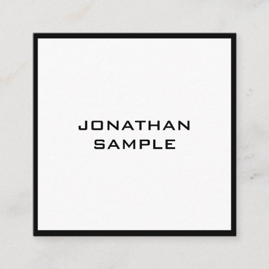 Modern Eenvoudig Elegant Zwart Wit Sjabloon Mat Vierkante Visitekaartje (Voorkant)