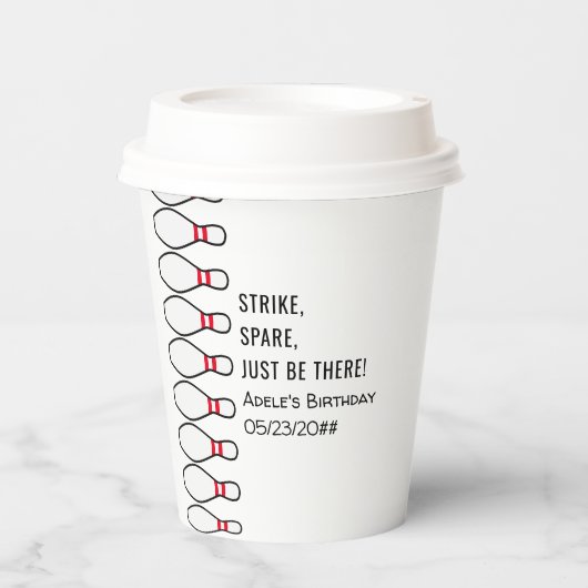 Modern eenvoudig elke leeftijd Bowling verjaardags Papieren Bekers (Voorkant)