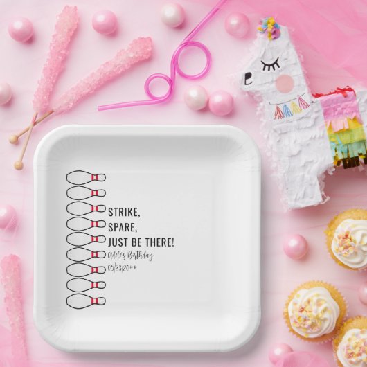 Modern eenvoudig elke leeftijd Bowling verjaardags Papieren Bordje (Feest)