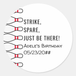 Modern eenvoudig elke leeftijd Bowling verjaardags Ronde Sticker
