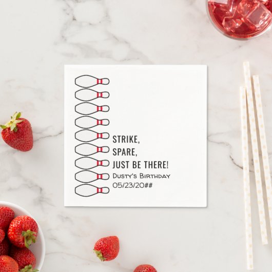 Modern eenvoudig elke leeftijd Bowling verjaardags Servet (Insitu)