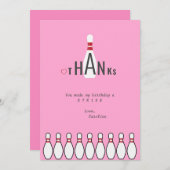 Modern Eenvoudig Elke Leeftijd Roze Bowling Verjaa Bedankkaart (Voorkant / Achterkant)