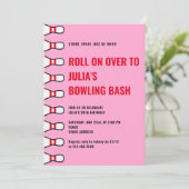 Modern Eenvoudig Elke Leeftijd Roze Bowling Verjaa Kaart (Staand voorkant)