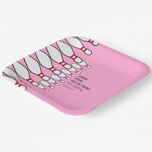 Modern Eenvoudig Elke Leeftijd Roze Bowling Verjaa Papieren Bordje (Gebogen)