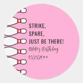 Modern Eenvoudig Elke Leeftijd Roze Bowling Verjaa Ronde Sticker