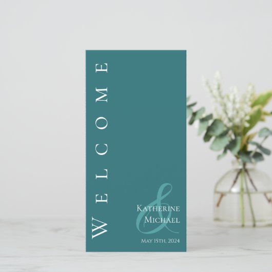 Modern Eenvoudig Emerald Groen-Huwelijksprogramma- (Staand voorkant)