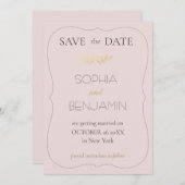 Modern eenvoudig en minimalistisch Roos van de wed Save The Date (Voorkant / Achterkant)