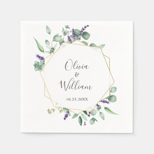 Modern Eenvoudig Eucalyptus Geometrisch Lijst Brui Servet (Voorkant)