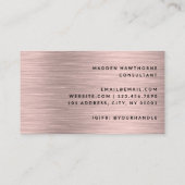 Modern eenvoudig faux Roos goud geborsteld metaal Visitekaartje (Achterkant)