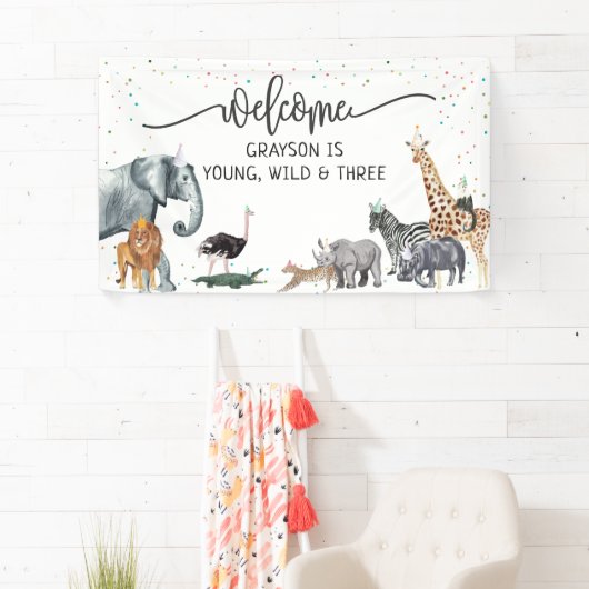 Modern Eenvoudig Feestdier Verjaardag Welkom Banne Spandoek (Insitu)