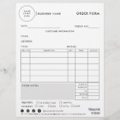 Modern eenvoudig formeel bestelformulier (Voorkant)