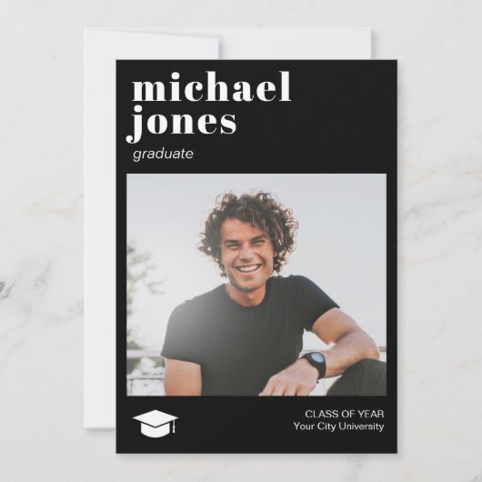 Modern eenvoudig foto-afstuderen aankondiging (Voorkant)