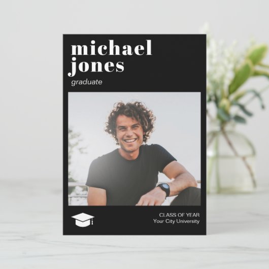 Modern eenvoudig foto-afstuderen aankondiging (Staand voorkant)