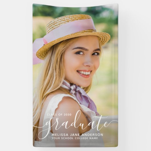 Modern eenvoudig foto gepersonaliseerd Afstuderen Spandoek (Verticaal)