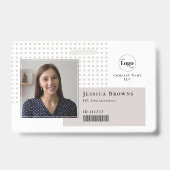 Modern Eenvoudig Foto Logo QR Barcode Beige Wit Badge (Voorzijde)