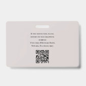 Modern Eenvoudig Foto Logo QR Barcode Beige Wit Badge (Achterkant)