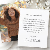 Modern eenvoudig foto wit afstuderen bedankkaart