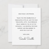 Modern eenvoudig foto wit afstuderen bedankkaart (Achterkant)