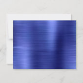 Modern eenvoudig geborsteld Metaal Blauw Monogram Notitiekaartje (Achterkant)