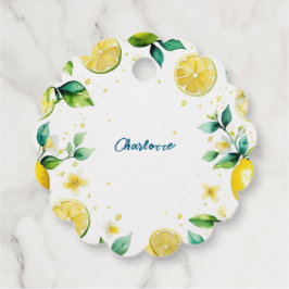 Modern Eenvoudig geel Lemon waterverf verjaardag Bedankjes Labels