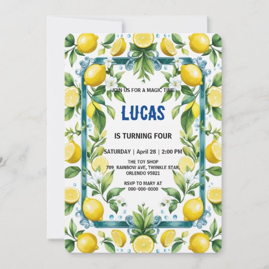 Modern Eenvoudig geel Lemon waterverf verjaardag Kaart (Voorkant)