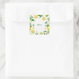 Modern Eenvoudig geel Lemon waterverf verjaardag Vierkante Sticker