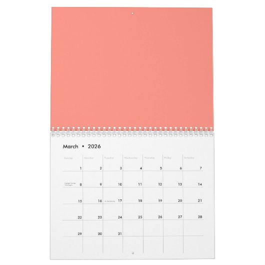 Modern eenvoudig geel sinaasappel bloemen monogram kalender (Mar 2026)
