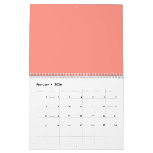 Modern eenvoudig geel sinaasappel bloemen monogram kalender (Feb 2026)