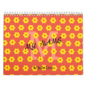 Modern eenvoudig geel sinaasappel bloemen monogram kalender (Hoes)