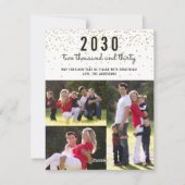 Modern Eenvoudig Gelukkig Nieuwjaar 4 Foto Goud Co Feestdagenkaart (Achterkant)