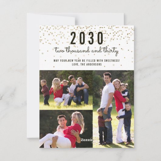 Modern Eenvoudig Gelukkig Nieuwjaar 4 Foto Goud Co Feestdagenkaart (Achterkant)