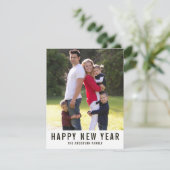 Modern Eenvoudig Gelukkig Nieuwjaar 4 Foto Goud Co Feestdagenkaart (Staand voorkant)