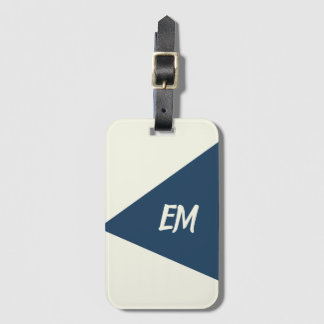 Modern eenvoudig geometrisch blauw en crème bagagelabel