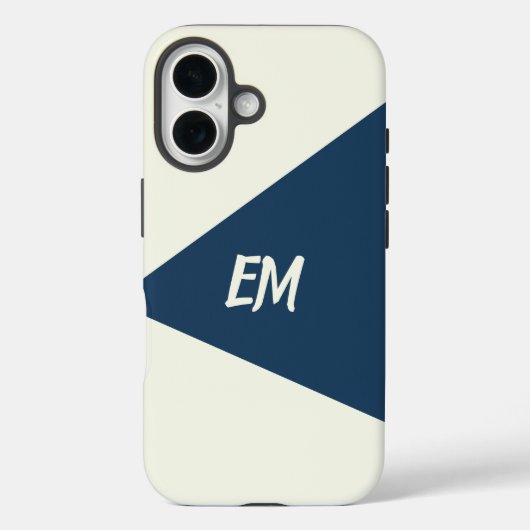 Modern eenvoudig geometrisch blauw en crème Case-Mate iPhone case (Achterkant)