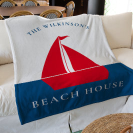 Modern eenvoudig gepersonaliseerd nautisch zomerhu fleece deken