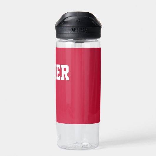 Modern eenvoudig gepersonaliseerd rood waterfles (Achterkant)