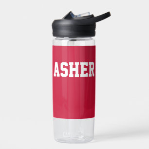 Modern eenvoudig gepersonaliseerd rood waterfles