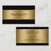 Modern eenvoudig glanzend metallic goud op zwart visitekaartje (Voorkant / Achterkant)