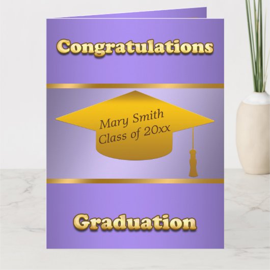 Modern eenvoudig Gold Paars aanpassen Kaart (Voorkant)