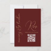 Modern Eenvoudig Goud Bourgogne Rood QR Bat Mitzva RSVP Kaartje (Voorkant)