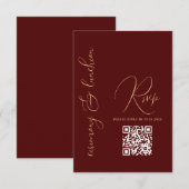 Modern Eenvoudig Goud Bourgogne Rood QR Bat Mitzva RSVP Kaartje (Voorkant / Achterkant)