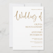 Modern Eenvoudig Goud en Wit QR Code Bruiloft Kaart (Voorkant)