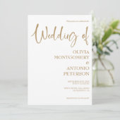 Modern Eenvoudig Goud en Wit QR Code Bruiloft Kaart (Staand voorkant)