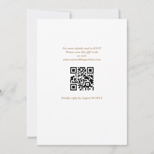 Modern Eenvoudig Goud en Wit QR Code Bruiloft Kaart (Achterkant)